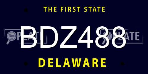 BDZ488 Delaware License Plate