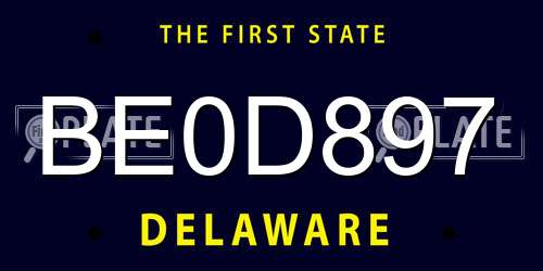 BE0D897 Delaware License Plate