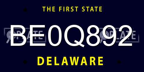 BE0Q892 Delaware License Plate