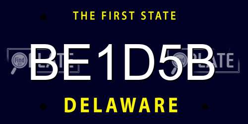 BE1D5B Delaware License Plate