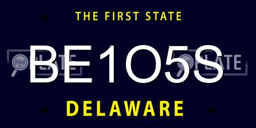 BE1O5S Delaware License Plate