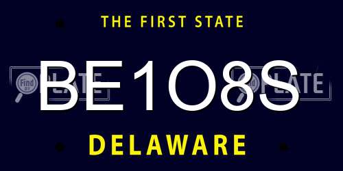 BE1O8S Delaware License Plate