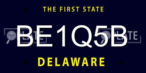 BE1Q5B Delaware License Plate