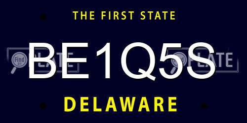 BE1Q5S Delaware License Plate