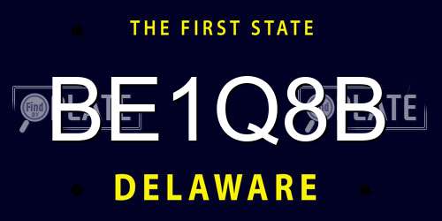 BE1Q8B Delaware License Plate