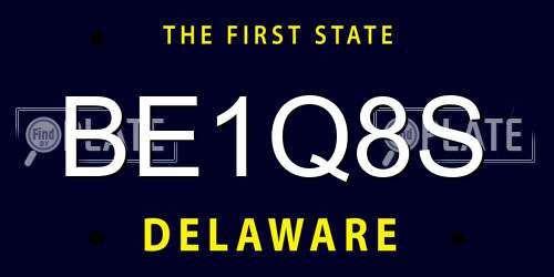 BE1Q8S Delaware License Plate