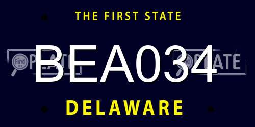 BEA034 Delaware License Plate