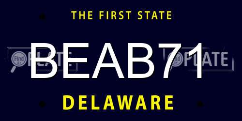 BEAB71 Delaware License Plate