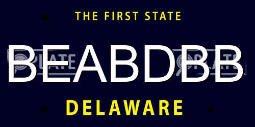 BEABDBB Delaware License Plate
