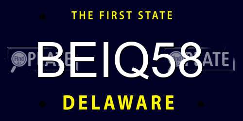 BEIQ58 Delaware License Plate
