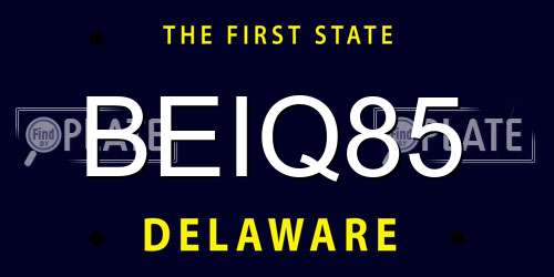 BEIQ85 Delaware License Plate