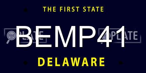 BEMP41 Delaware License Plate