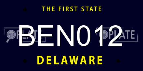 BEN012 Delaware License Plate