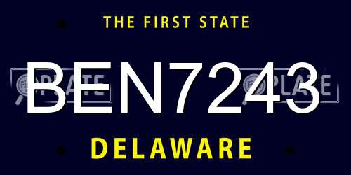 BEN7243 Delaware License Plate