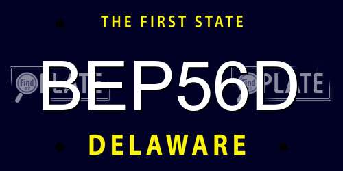 BEP56D Delaware License Plate
