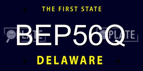BEP56Q Delaware License Plate