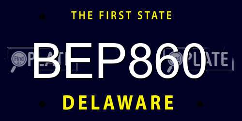 BEP860 Delaware License Plate