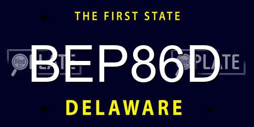 BEP86D Delaware License Plate
