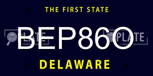 BEP86O Delaware License Plate