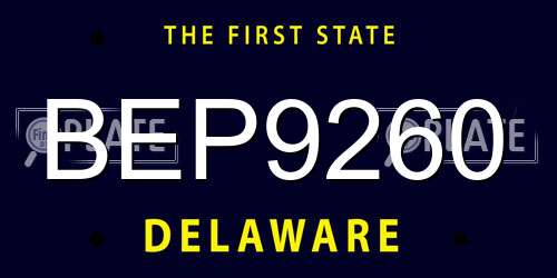 BEP9260 Delaware License Plate