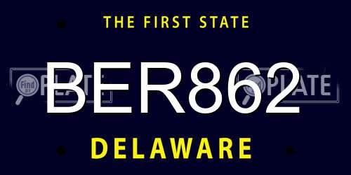 BER862 Delaware License Plate