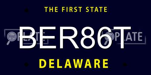 BER86T Delaware License Plate