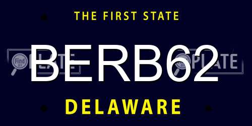 BERB62 Delaware License Plate
