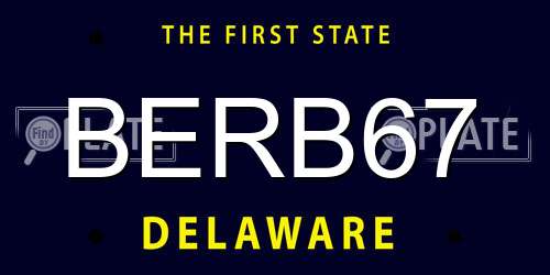 BERB67 Delaware License Plate
