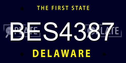 BES4387 Delaware License Plate
