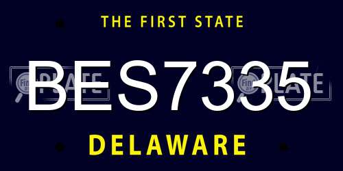 BES7335 Delaware License Plate