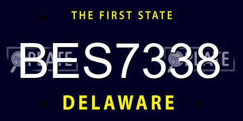 BES7338 Delaware License Plate