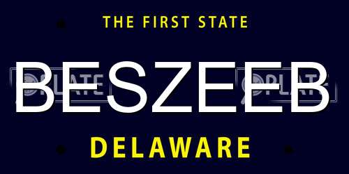 BESZEEB Delaware License Plate