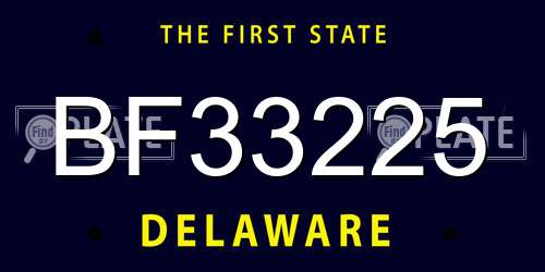 BF33225 Delaware License Plate