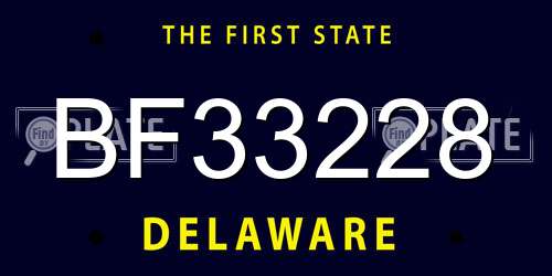 BF33228 Delaware License Plate