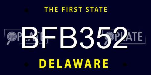 BFB352 Delaware License Plate