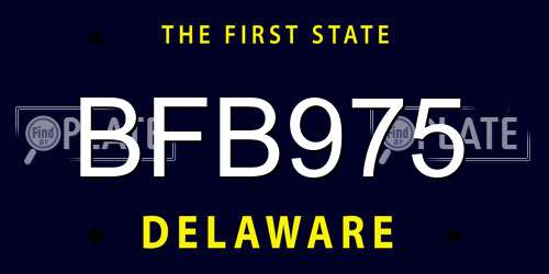 BFB975 Delaware License Plate