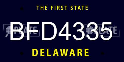 BFD4335 Delaware License Plate