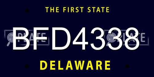 BFD4338 Delaware License Plate