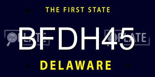 BFDH45 Delaware License Plate