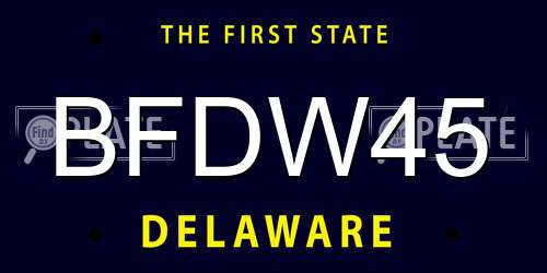 BFDW45 Delaware License Plate