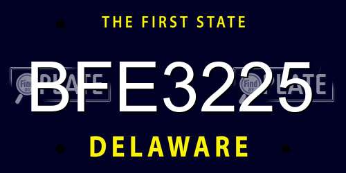 BFE3225 Delaware License Plate
