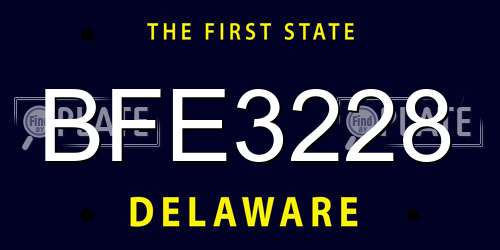 BFE3228 Delaware License Plate