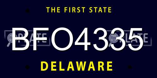 BFO4335 Delaware License Plate