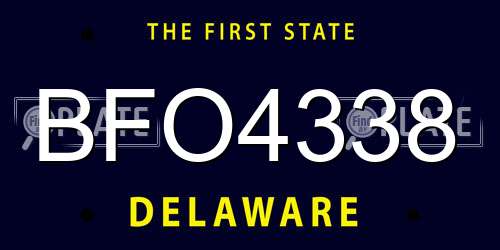 BFO4338 Delaware License Plate
