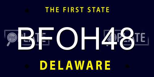 BFOH48 Delaware License Plate