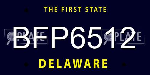 BFP6512 Delaware License Plate