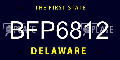 BFP6812 Delaware License Plate