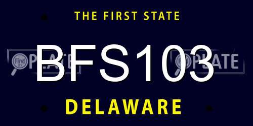 BFS103 Delaware License Plate