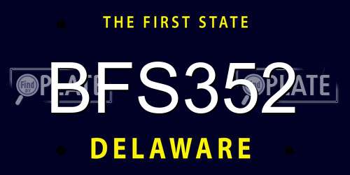 BFS352 Delaware License Plate