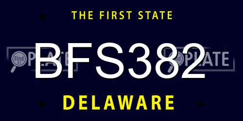 BFS382 Delaware License Plate